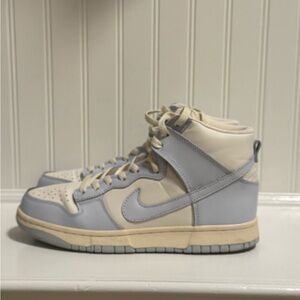 Women’s Nike Dunk High-Top Sneakers in Cream and Blue